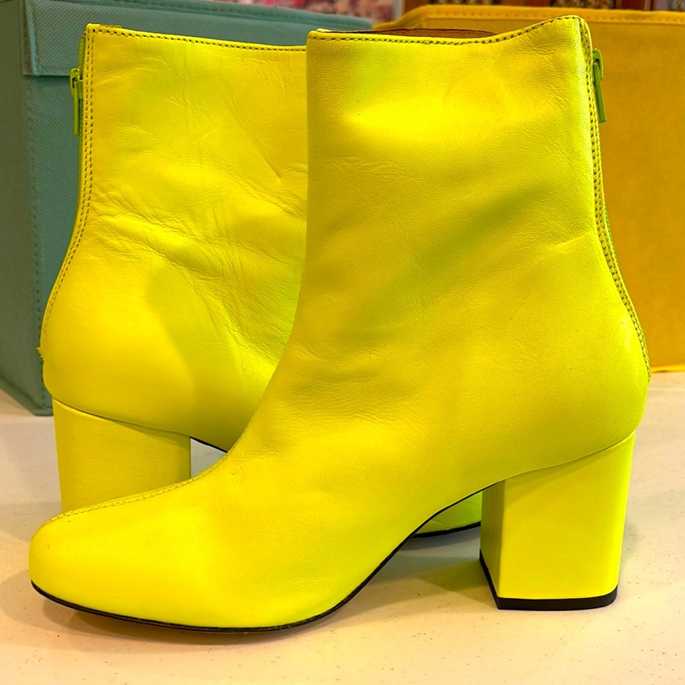 Free People Neon yellow booties size 38